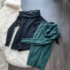 Bundle! Two cowl neck sweaters - green and black